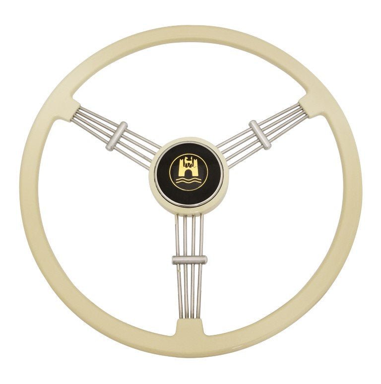 Empi 79 - 4064 Banjo Style Ivory Vintage 3 Spoke Steering Wheel, 15 - 1/2" Diameter - Moore Parts