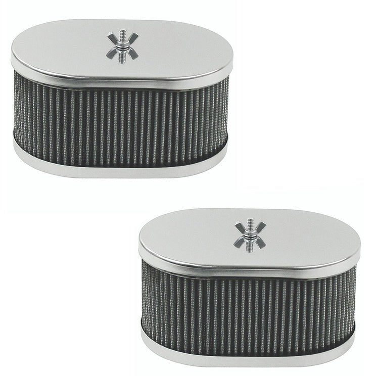 Empi 8714 Chrome Oval Air Cleaner IDF Weber/Empi HPMX 4 - 1/2" X 7" X 3 - 1/2". Pair - Moore Parts