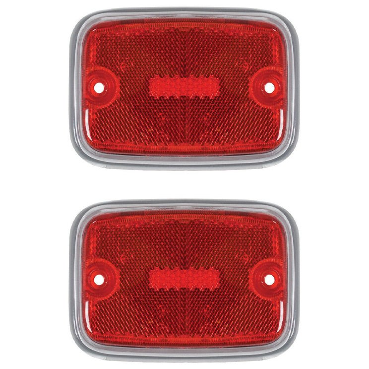 Empi 98 - 9510 Side Marker Lens Type 2 Vw Bus 1970 - 1974, Red/Silver, Pair - Moore Parts