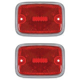 Empi 98 - 9510 Side Marker Lens Type 2 Vw Bus 1970 - 1974, Red/Silver, Pair - Moore Parts