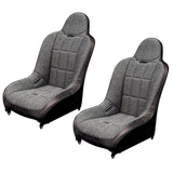 Pair - Empi 62 - 2750 Race Trim Suspension Hi - Back Seats - Grey Cloth/Black Vinyl - Moore Parts