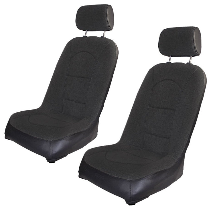 Pair - Empi 62 - 2816 Race Trim Slim Line Lo - Back Seat With Black Cloth/Black Vinyl - Moore Parts