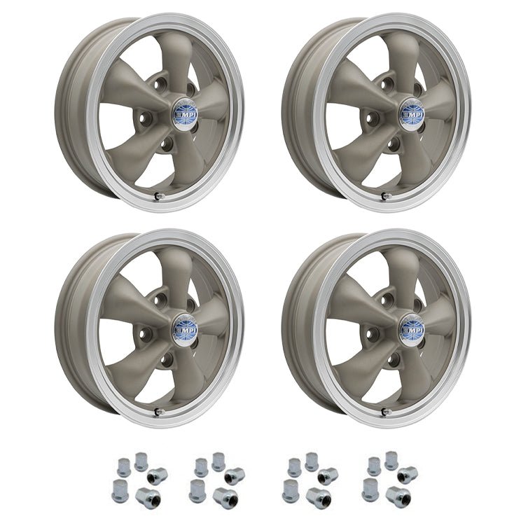Set Of 4, 15" X 4.5" Porsche 5 Lug Empi Torque Star 2 Wheels & Lugs - Moore Parts