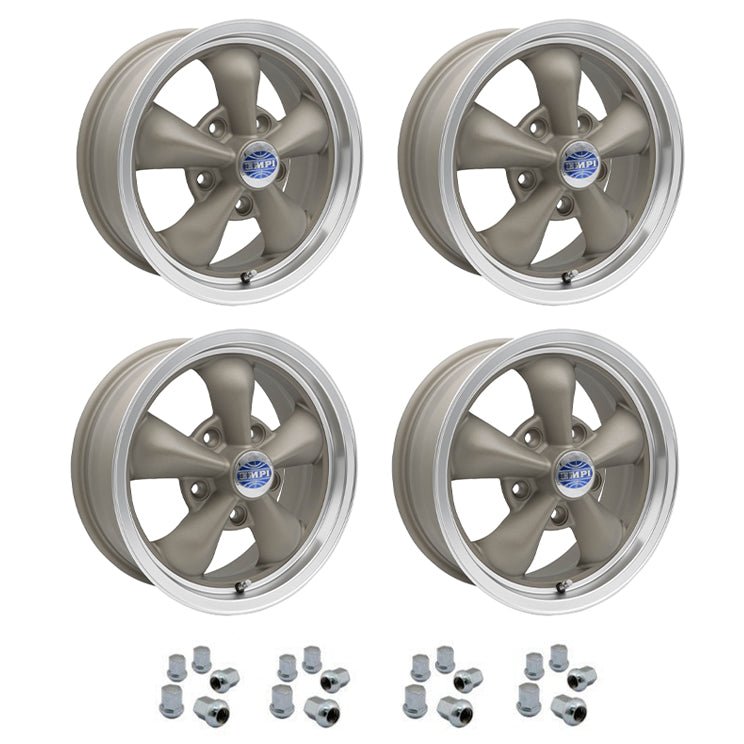 Set Of 4, 15" X 6" Porsche 5 Lug Empi Torque Star 2 Wheels & Lugs - Moore Parts