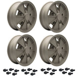 Vw Bug 5 Lug Wheel Package Bronze GTV 2 Empi BRM 15" X 5" Rims, Black Lugs - Moore Parts