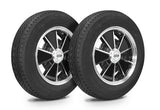 VW Bug Wheel & Tire Package, Yokohama Tires & EMPI 5 Lug Black/Polished Wheels Set Of 4 - Moore Parts