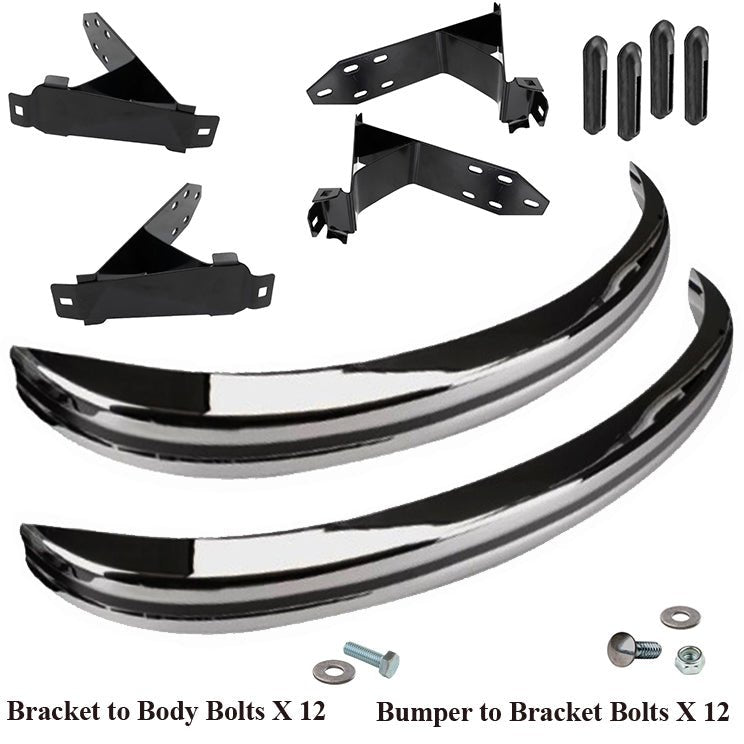 Vw Super Beetle 1971 - 73 Front And Rear Bumper Kit With Brackets, Hardware, Seals - Moore Parts