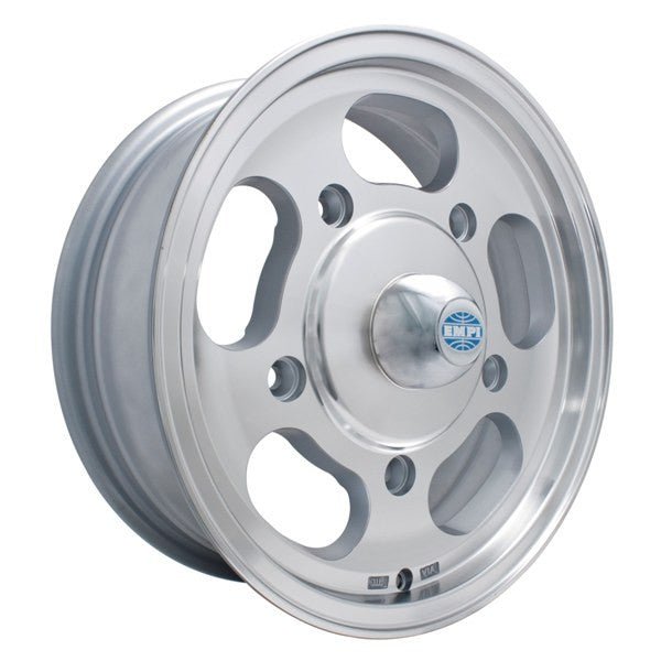 15" X 5 - 1/2" Vw Bug 5 Lug Machine Finish Empi Dish Wheel Includes Cap - Valve Stem - Moore Parts