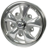 15" X 5 - 1/2" Vw Bug 5 Lug Silver Empi 5 Spoke Wheel Includes Cap - Valve Stem - Moore Parts