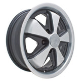 15" X 5 - 1/2" Vw Bus 5 Lug Silver/Black Empi 911 Alloy Wheel With Cap - Valve Stem - Moore Parts