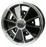 15" X 5" Vw Bug 5 Lug Black Empi BRM Wheel Includes Cap - Valve Stem - Moore Parts