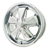17" x 7" Porsche 5 Lug Chrome Empi 911 Alloy Wheel Includes Cap - Valve Stem - Moore Parts