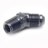 An Hose Adapter Fitting - Male 1/2" NPT To Male 10 / 45 Degree - Black - Moore Parts