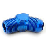 An Hose Adapter Fitting - Male 1/2" NPT To Male 10 / 45 Degree - Blue - Moore Parts