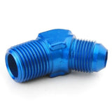 An Hose Adapter Fitting - Male 1/2" NPT To Male 8 / 45 Degree - Blue - Moore Parts