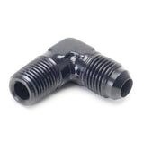 An Hose Adapter Fitting - Male 1/4" NPT To Male 6 / 90 Degree - Black - Moore Parts