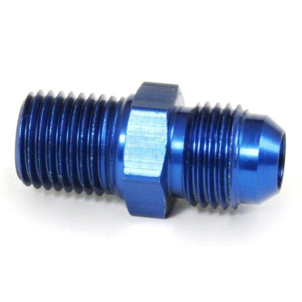 An Hose Adapter Fitting - Male 1/4" NPT To Male 6 / Straight - Blue - Moore Parts