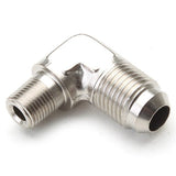 An Hose Adapter Fitting - Male 1/8" NPT To Male 6 / 90 Degree - Steel - Moore Parts