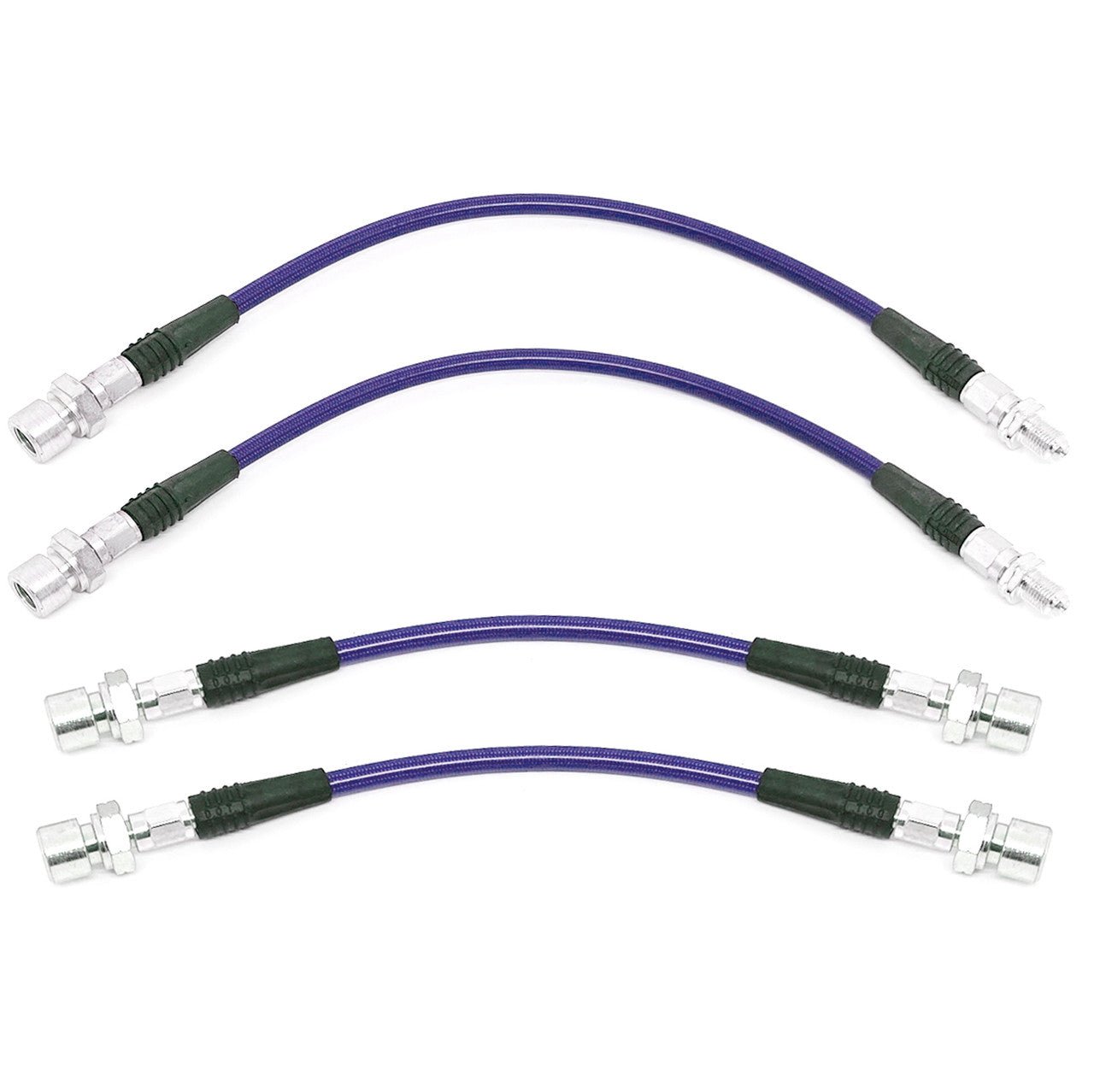 Brake Line Kit Vw Bug 1958 - 64. Blue Steel Braided 4 - Piece Set - Moore Parts