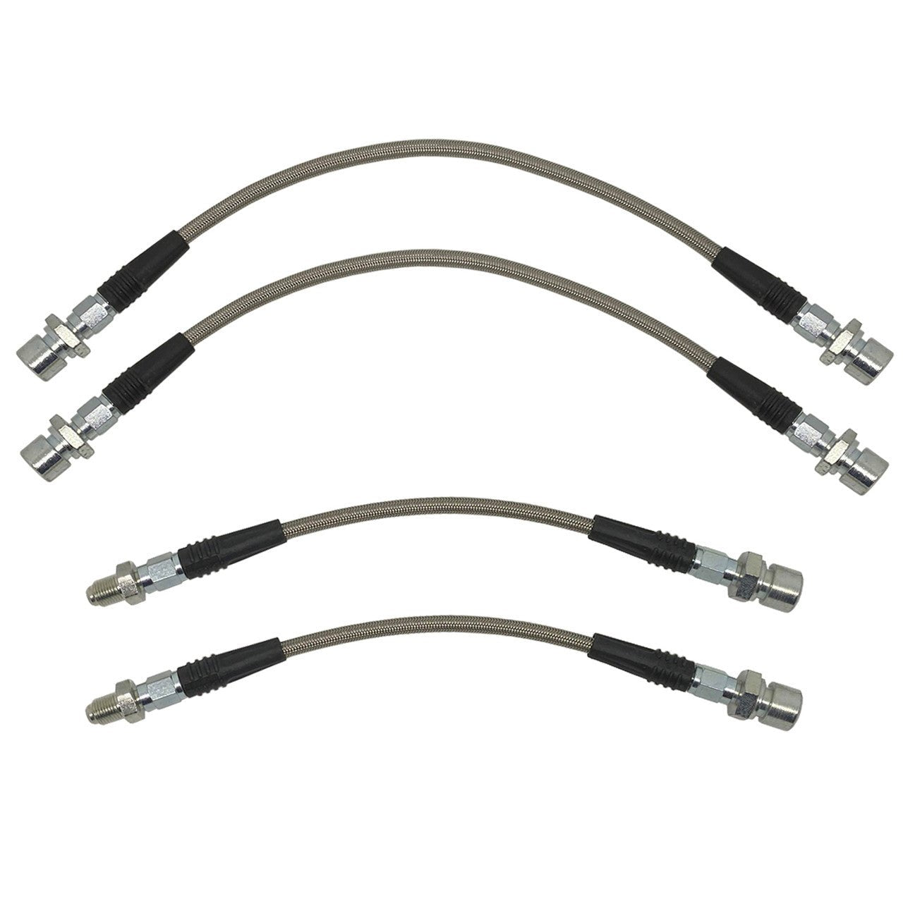 Brake Line Kit Vw Super Beetle 1971 - 79. Stainless Steel Braided 4 - Piece Set - Moore Parts