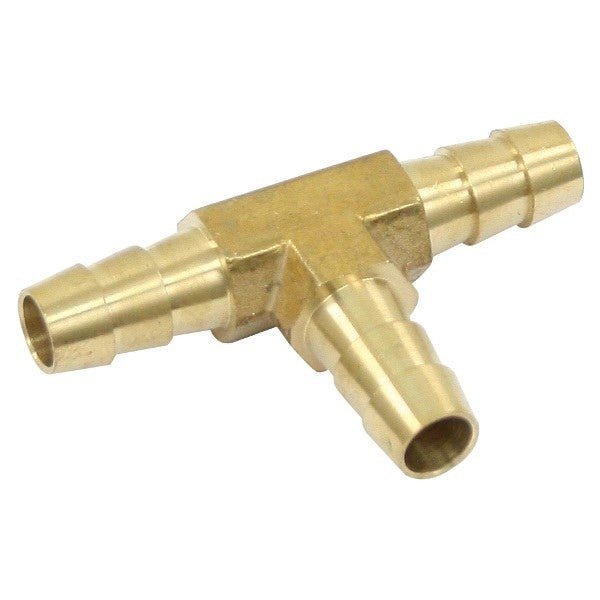 Brass Fuel Tee Fitting - 1/4" X 1/4" X 1/4" Barbed, Each - Moore Parts