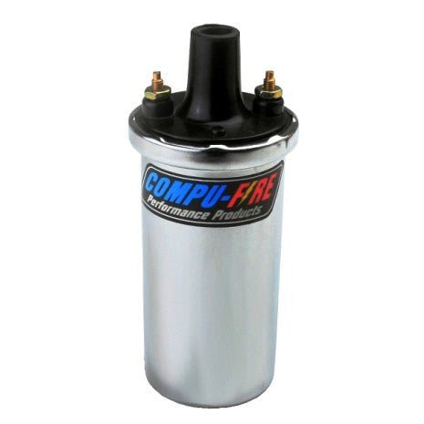 Compufire 30350 Chrome 12V Ignition Coil 40,000 Volts Epoxy Filled 3.0 Ohm - Moore Parts