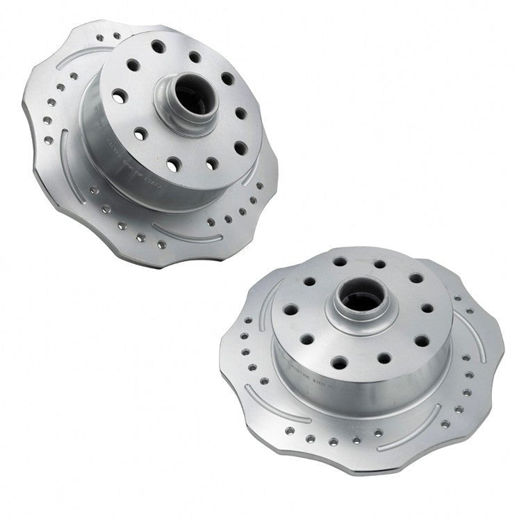 Empi 22 - 3874 & 75 - 7 Scalloped Brake Rotors, Left & Right Front Double Drilled F/Porsche 5x130mm & Chevy 5x4.75 - Moore Parts