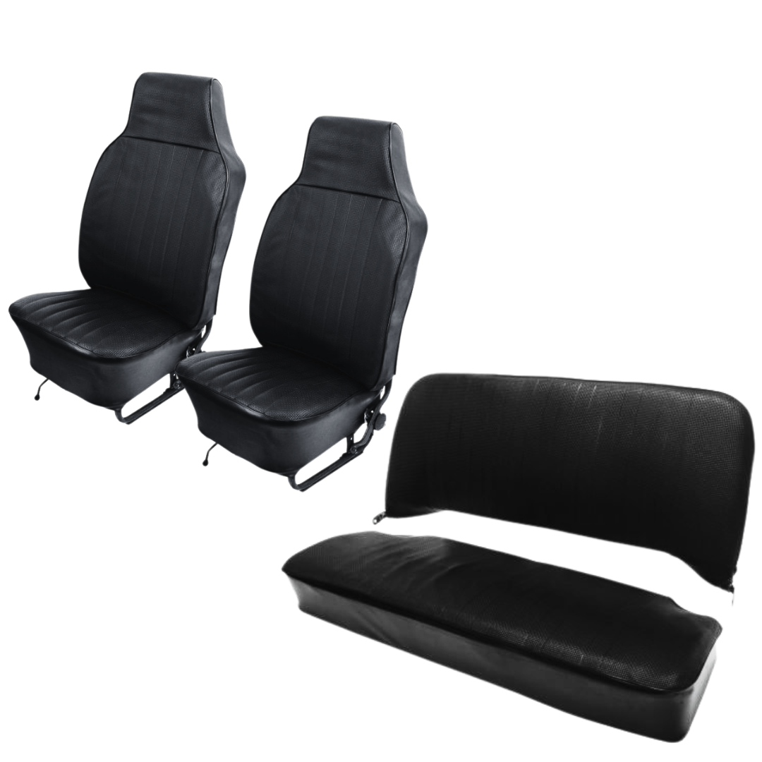 Empi 4641 Vw Bug Black Vinyl Seat Covers / Full Set Front - Rear 1974 - 1976 - Moore Parts