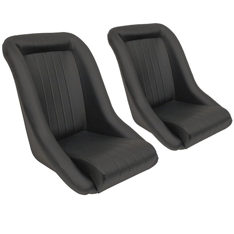 Empi 62 - 2880 Race Trim Roadster Style Lo - Back Seats - Black Vinyl, Pair - Moore Parts