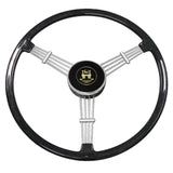 Empi 79 - 4059 Banjo Style Black Vintage 3 Spoke Steering Wheel, 15 - 1/2" Diameter - Moore Parts