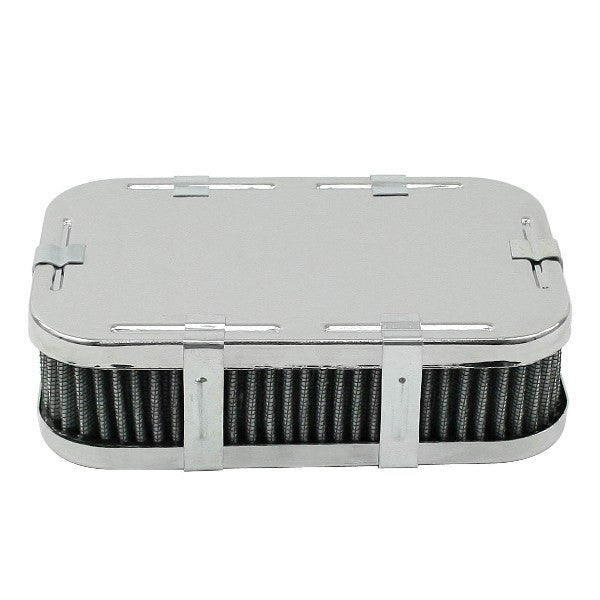 Empi 8805 Chrome Rectangular Air Cleaner Assembly - IDF Weber 4 - 1/2" X 7" X 1 - 3/4" - Moore Parts
