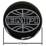 Empi 9664 Wheel Cap/Horn Button Sticker, Empi Logo Black/Silver 43mm - Moore Parts