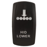 K4 Engraved - 2 "HID LOWER" Contura Switch Actuator For II, III, V Switch Bodies - Moore Parts