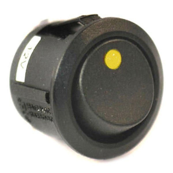 K4 Round Button Single Pole Rocker Switch With Amber Dot "On" Light - Moore Parts