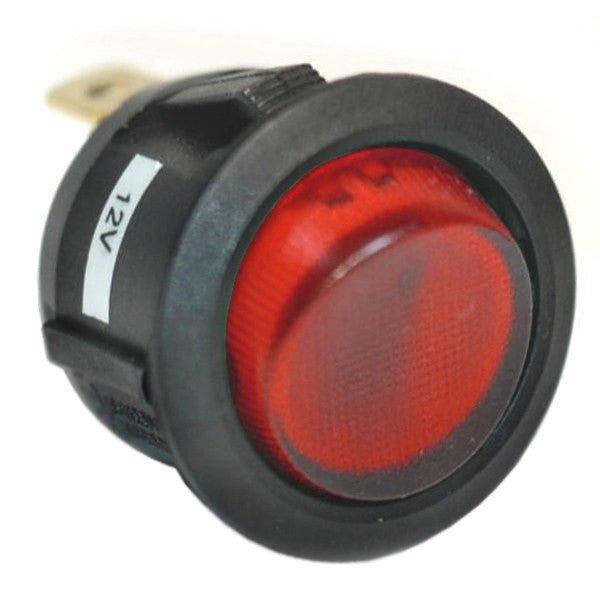 K4 Round Button Single Pole Rocker Switch With Red "On" Light - Moore Parts