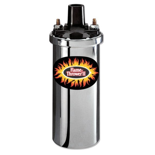 Pertronix 45001 Flame Thrower II 12V Chrome Coil 0.6 Ohm/ 45000 Volts Oil Filled - Moore Parts