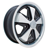 Set Of 4 15" X 4 - 1/2" Porsche 5 Lug Polished/Black Empi 911 Alloy Wheels/Lug - Moore Parts