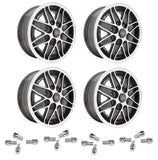 Set Of 4 15" X 5 - 1/2" Vw Bug 4 Lug Black Empi Cosmo Wheels & Lug Bolts - Moore Parts