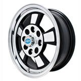 Set Of 4 15" X 5 - 1/2" Vw Bug 4 Lug Black / Polished Empi Riviera Wheels & Lugs - Moore Parts