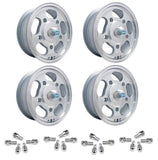 Set Of 4 15" X 5 - 1/2" Vw Bug 5 Lug Machine Finish Empi Dish Wheels & Lugs - Moore Parts