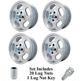 Set Of 4 15" X 5 - 1/2" Vw Bus 5 Lug Machine Finish Empi Dish Wheels & Lugs - Moore Parts