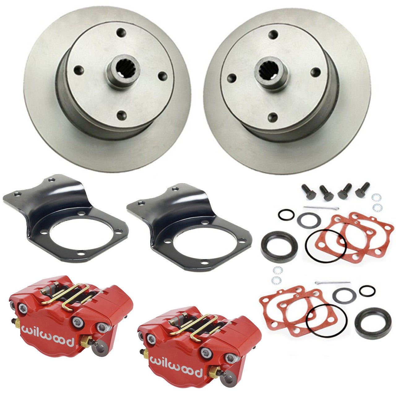 Vw Bug Rear Red Wilwood Disc Brake Kit 1968 - 1979, 4 Lug Vw Pattern - Moore Parts