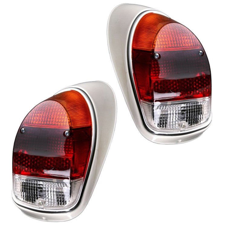 Vw Bug Tail Light Assemblies 1968 - 70 Amber, Red Euro Lens L/R, Pair - Moore Parts